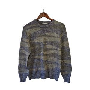 MICHAEL BASTIAN Sweater Wool Blend Gray Purple Soft SMALL